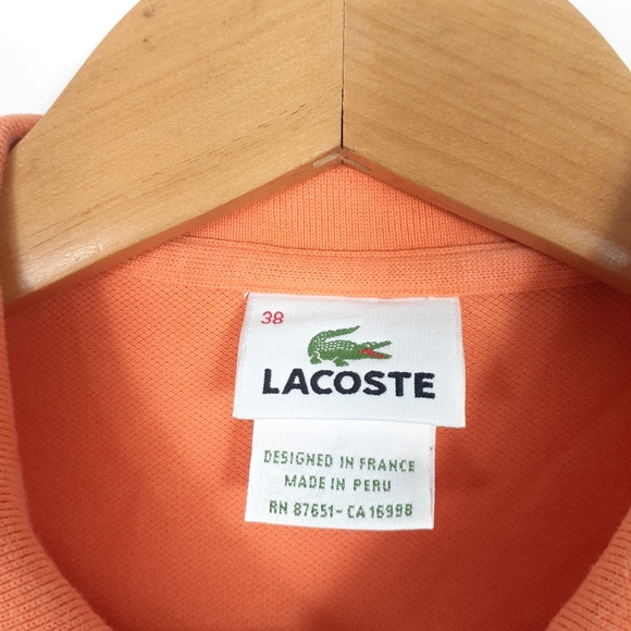 Lacoste Orange Polo Shirt Size 38 - Picture 4 of 6